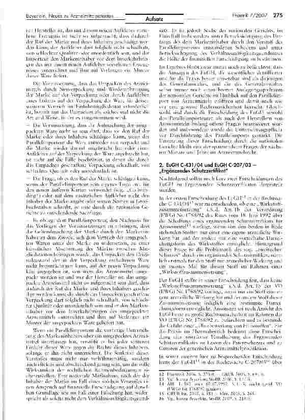 Vorschauseite 5: Neues zu Arzneimittelpatenten im europäischen und deutschen Recht