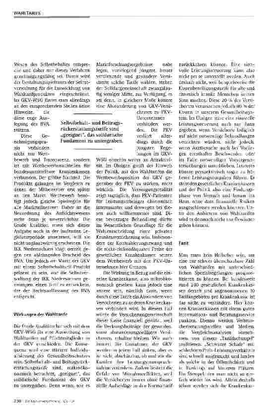 Vorschauseite 4: Wahltarife in der GKV aus Sicht der IKK Niedersachsen