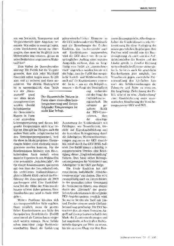 Vorschauseite 5: Wahltarife in der GKV aus Sicht der IKK Niedersachsen