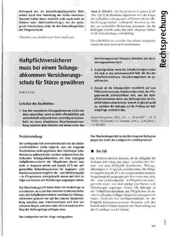 Vorschauseite 5: Beweislastumkehr bei Schmerzensgeldanspruch wegen Darmperforation durch Verabreichung eines Klysmas