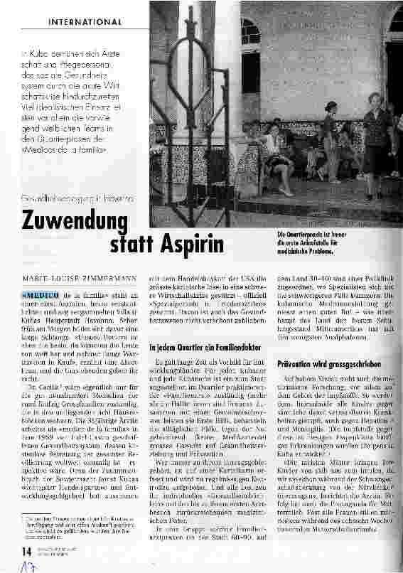 Vorschauseite 1: Zuwendung statt Aspirin Gesundheitsversorgung in Havanna