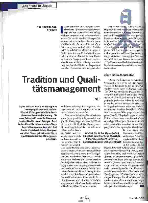 Vorschauseite 1: Tradition und Qualitätsmanagement Teil 2