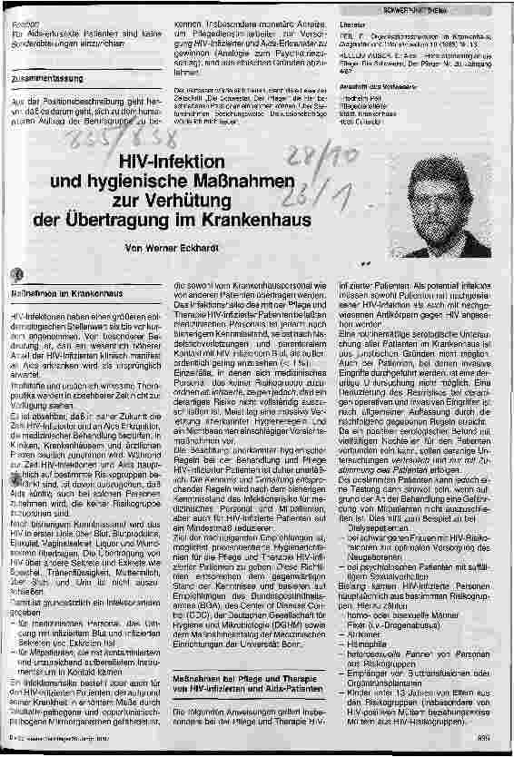 Vorschauseite 1: HIV-Infektion und hygienische Maßnahmen der Übertragung im Krankenhaus