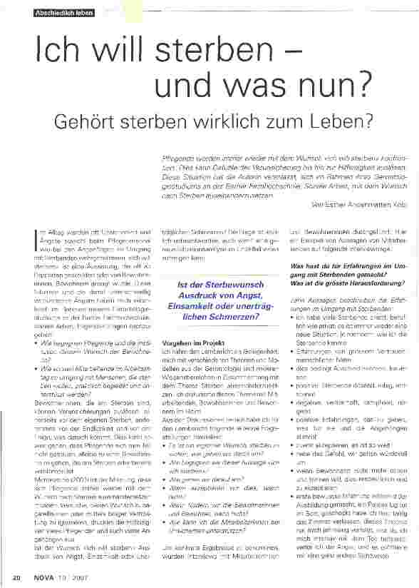 Vorschauseite 1: Ich will sterben - und was nun?
