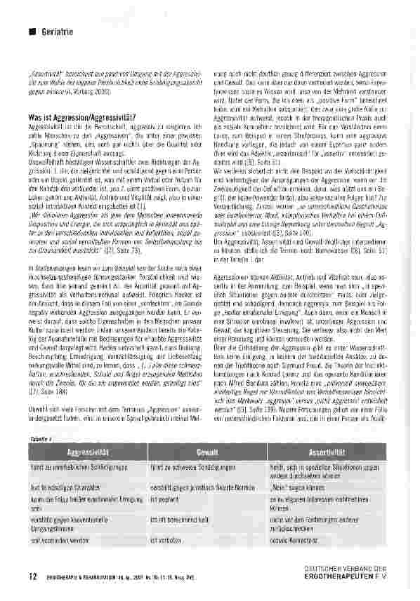 Vorschauseite 2: Die Aggression, kleine Schwester der Gewalt oder Vitalitätsund Lebensantrieb?