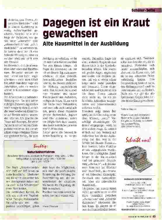 Vorschauseite 1: Dagegen ist ein Kraut gewachsen Alte Hausmittel in der Ausbildung