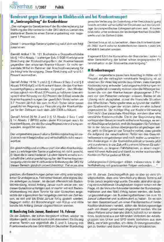 Vorschauseite 4: GKV-WSG: Redeund Abstimmungsmarathon im Bundesrat