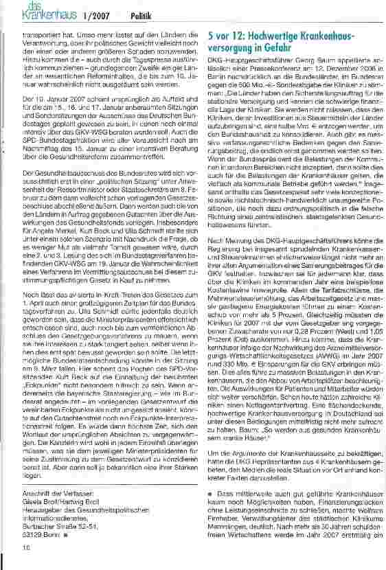 Vorschauseite 6: GKV-WSG: Redeund Abstimmungsmarathon im Bundesrat
