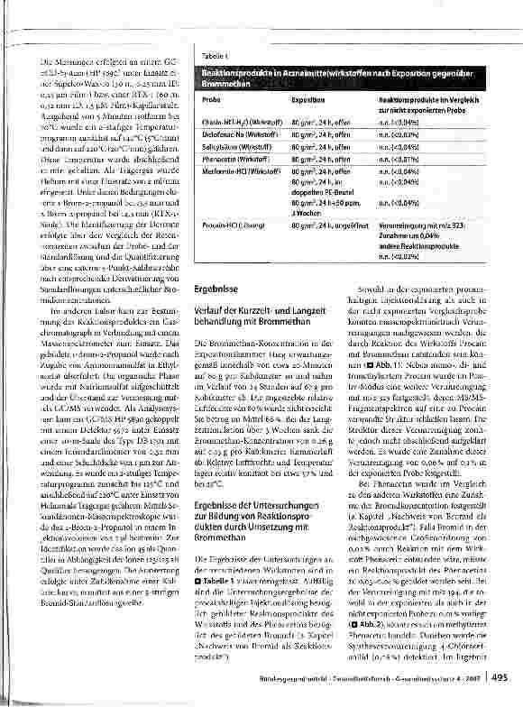 Vorschauseite 3: Untersuchungen zur möglichen Beeinflussung von Arzneimitteln nach einer simulierten Containerent-wesunq mittels Brommethan