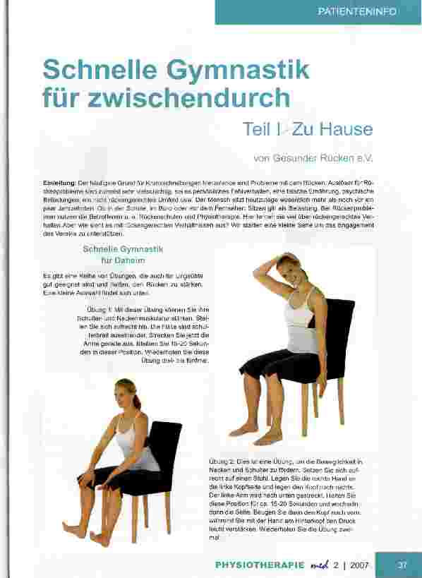 Vorschauseite 1: Schnelle Gymnastik für zwischendurch Teil I Zu Hause