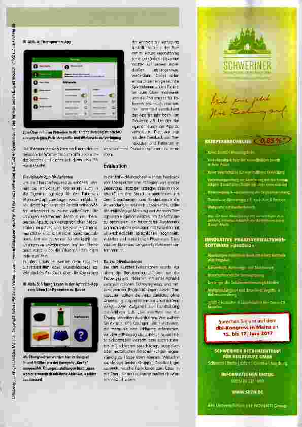 Vorschauseite 4: neolexon-Therapiesystem Ein individualisierbares digitales Therapiesystem für die Aphasieund Sprechapraxie-Therapie mit Tablet-PCs