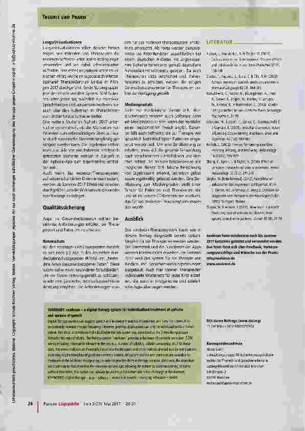 Vorschauseite 5: neolexon-Therapiesystem Ein individualisierbares digitales Therapiesystem für die Aphasieund Sprechapraxie-Therapie mit Tablet-PCs