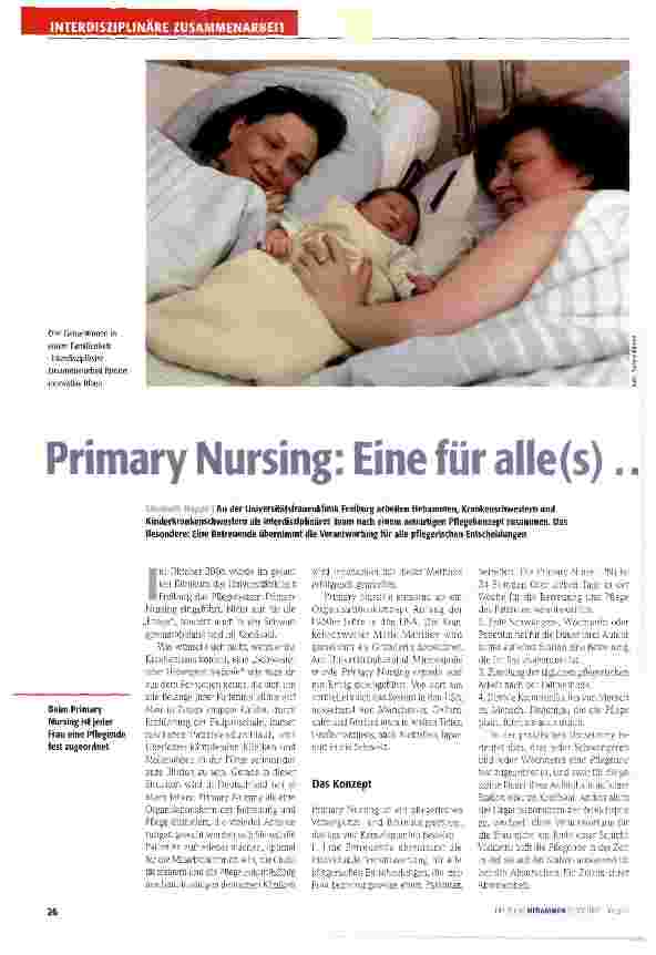 Vorschauseite 1: Primary Nursing: Eine für alle(s)
