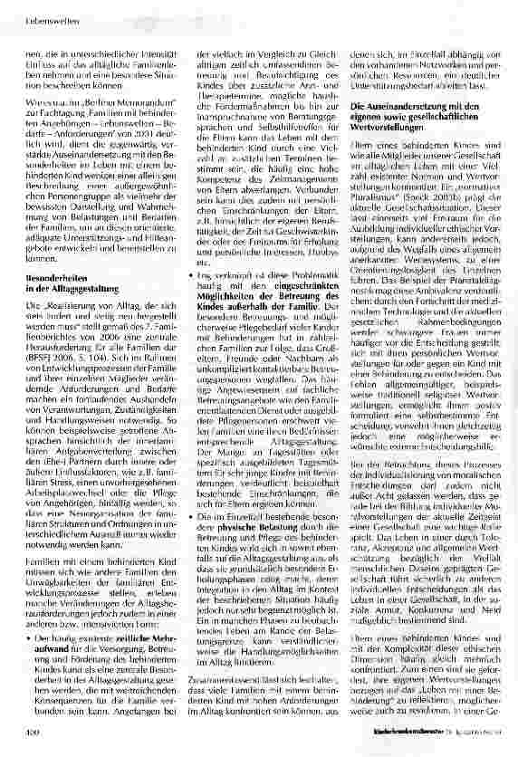 Vorschauseite 2: Familien mit einem behinderten Kind