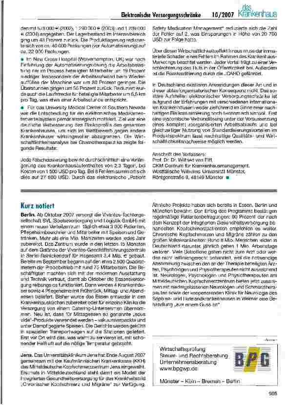 Vorschauseite 5: Elektronische Versorgungsschränke: Sicherheit und Wirtschaftlichkeit in der Medikamentenversorgung