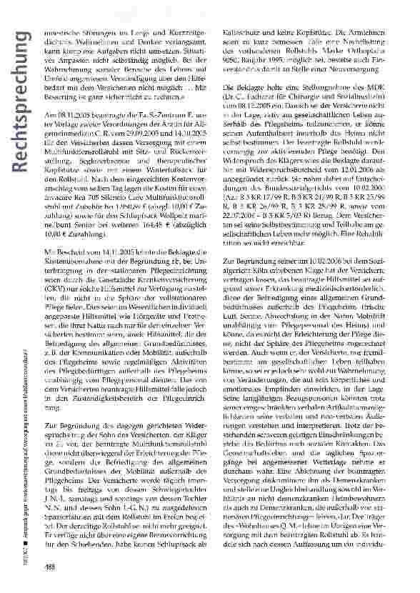 Vorschauseite 2: Anspruch gegen Krankenversicherung auf Versorgung mit einem Multifunktionsrollstuhl