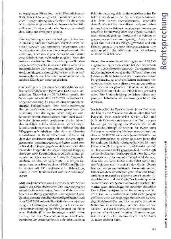 Vorschauseite 3: Anspruch gegen Krankenversicherung auf Versorgung mit einem Multifunktionsrollstuhl