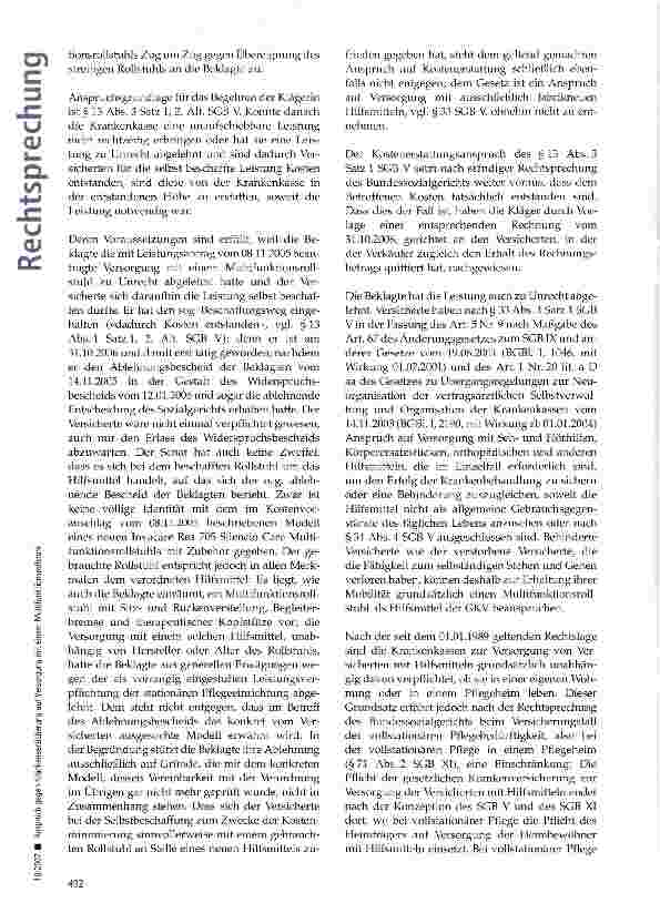 Vorschauseite 6: Anspruch gegen Krankenversicherung auf Versorgung mit einem Multifunktionsrollstuhl