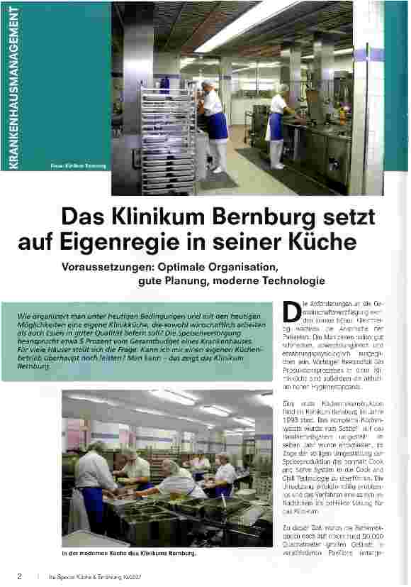 Vorschauseite 1: Das Klinikum Bernburg setzt auf Eigenregie in seiner Küche