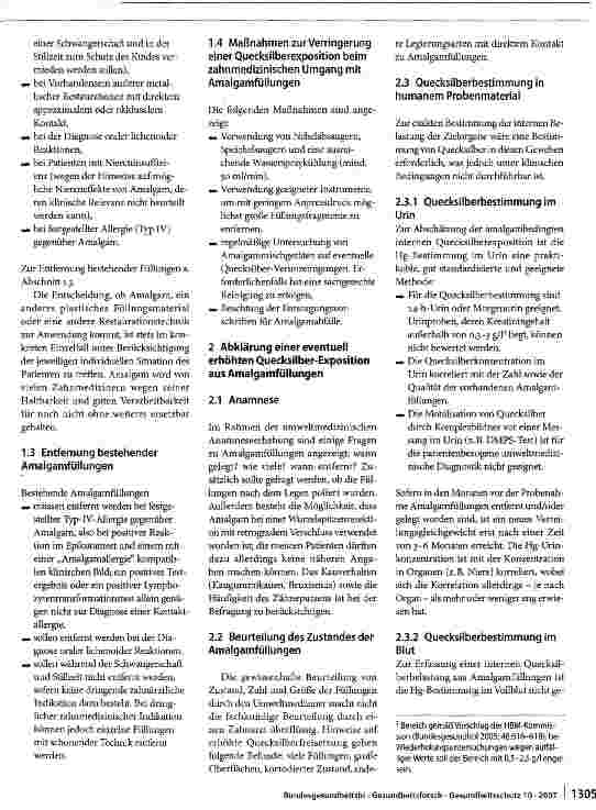 Vorschauseite 2: Amalgam: Stellungnahme aus umweltmedizinischer Sicht