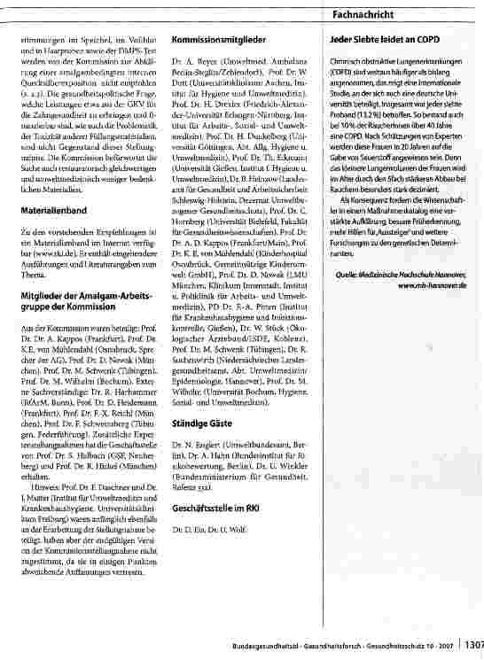 Vorschauseite 4: Amalgam: Stellungnahme aus umweltmedizinischer Sicht