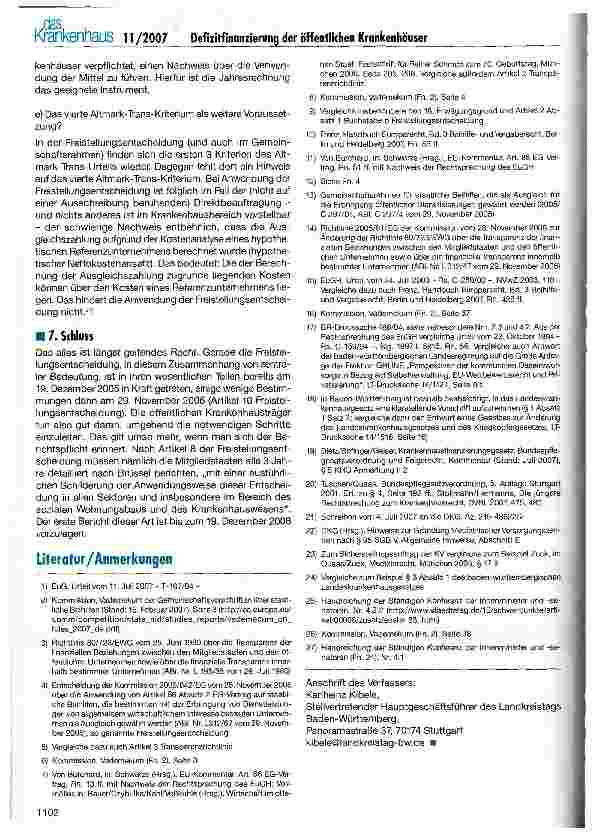 Vorschauseite 6: Europarechtliche Anforderungen an die Defizitfinanzierung der öffentlichen Krankenhäuser