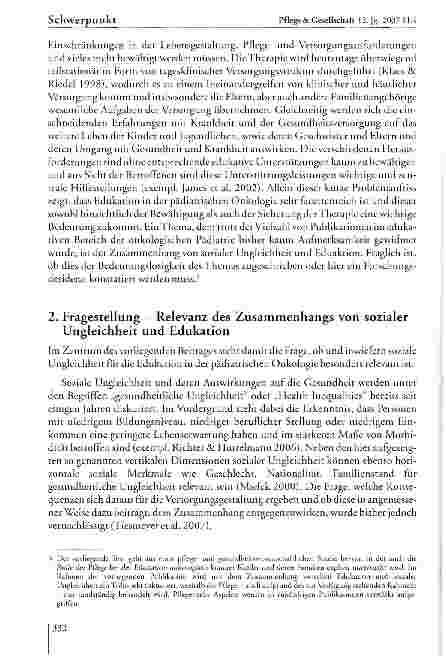 Vorschauseite 3: Edukation in der pädiatrischen Onkologie - anfällig fiir Ungleichheit?