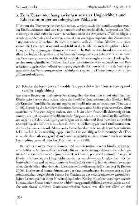 Vorschauseite 5: Edukation in der pädiatrischen Onkologie - anfällig fiir Ungleichheit?