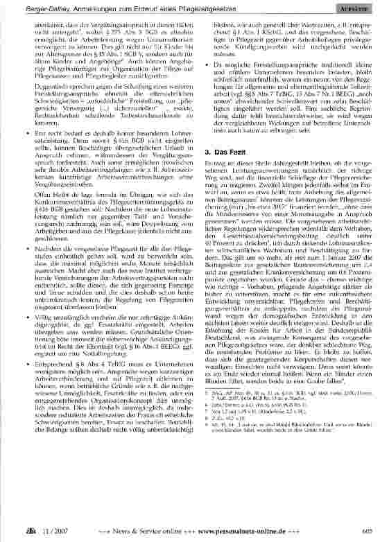 Vorschauseite 2: Posteriores cogitationes, ut aiunt, sapientiores solent esse - Anmerkungen zum Entwurf eines Pflegezeitgesetzes