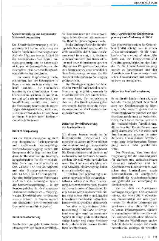 Vorschauseite 2: Neuer ordnungspolitischer Rahmen für Krankenhäuser