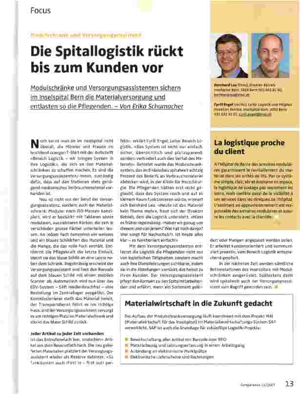 Vorschauseite 1: Die Spitallogistik rückt bis zum Kunden vor