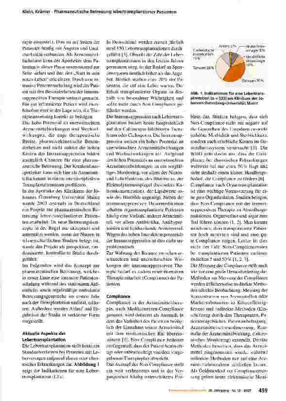 Vorschauseite 3: Pharmazeutische Betreuung lebertransplantierter Patienten unter besonderer Berücksichtigung der Compliance mit der immunsuppressiven Therapie
