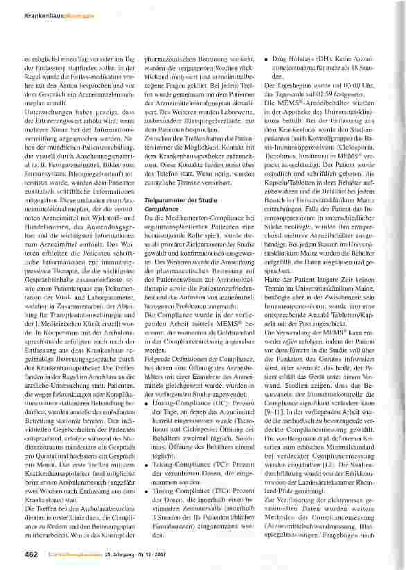 Vorschauseite 6: Pharmazeutische Betreuung lebertransplantierter Patienten unter besonderer Berücksichtigung der Compliance mit der immunsuppressiven Therapie