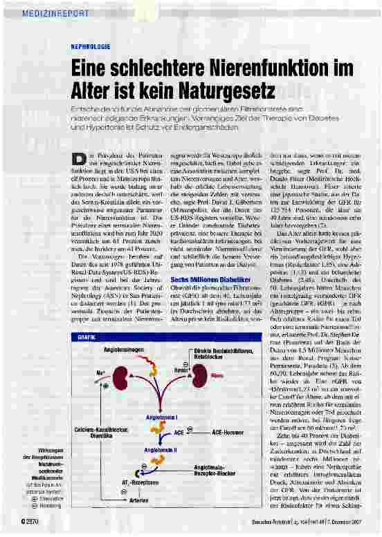 Vorschauseite 1: Eine schlechtere Nierenfunktion im Alter ist kein Naturgesetz