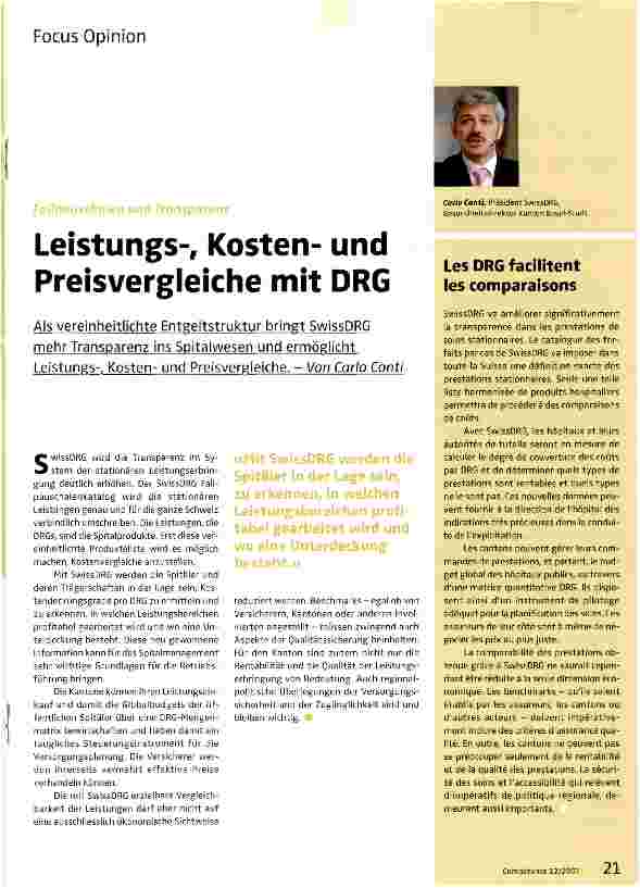 Vorschauseite 1: Leistungs-, Kostenund Preisvergleiche mit DRG