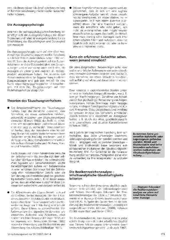 Vorschauseite 2: Zur Anwendung von Glaubhaftigkeitskriterien in der Begutachtung somatoformer Störungen
