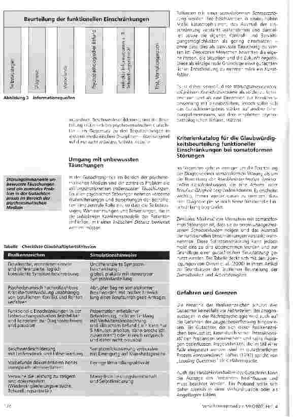 Vorschauseite 5: Zur Anwendung von Glaubhaftigkeitskriterien in der Begutachtung somatoformer Störungen
