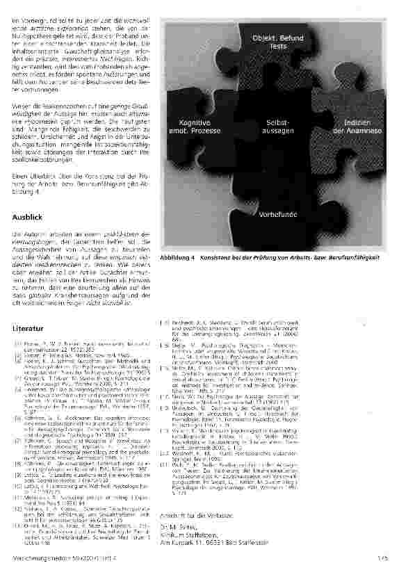 Vorschauseite 6: Zur Anwendung von Glaubhaftigkeitskriterien in der Begutachtung somatoformer Störungen