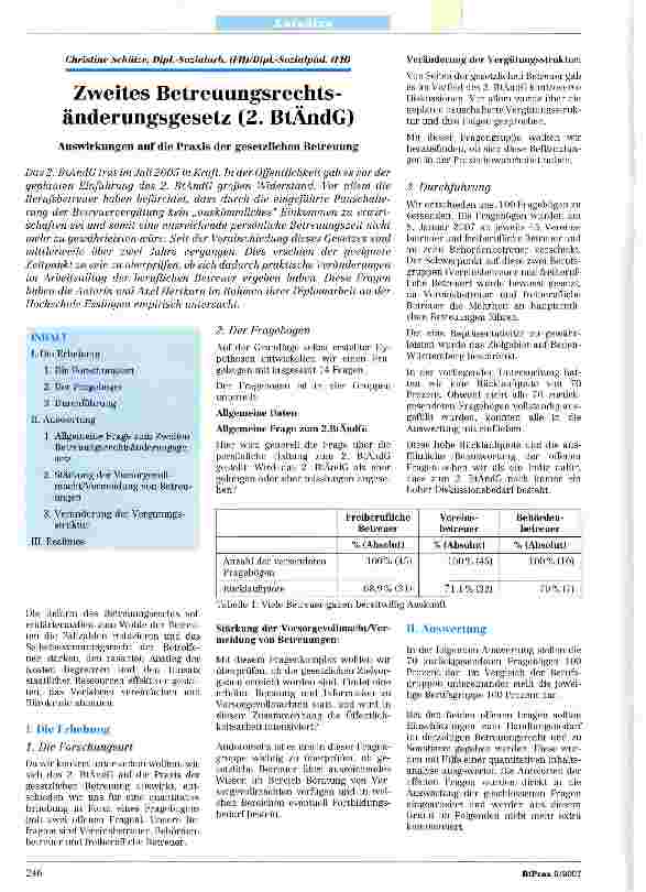 Vorschauseite 1: Zweites Betreuungsrechtsänderungsgesetz (2. BtÄndG)