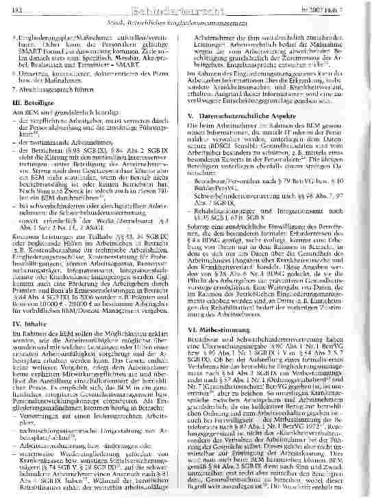 Vorschauseite 2: Betriebliches Eingliederungsmanagement (BEM) im Spiegel aktueller Rechtsprechung
