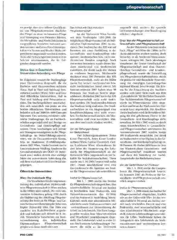 Vorschauseite 2: Pflegewissenschaft in Österreich