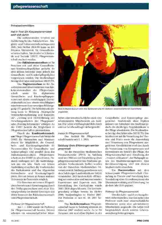 Vorschauseite 3: Pflegewissenschaft in Österreich
