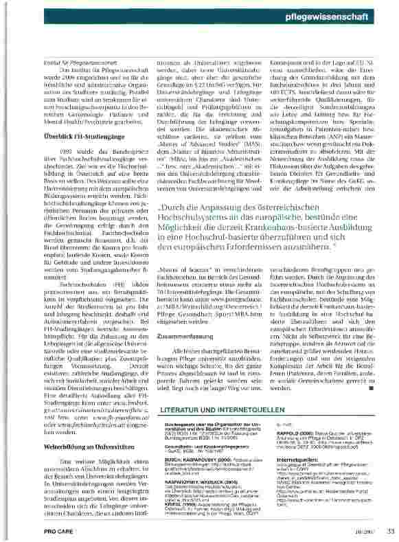 Vorschauseite 4: Pflegewissenschaft in Österreich