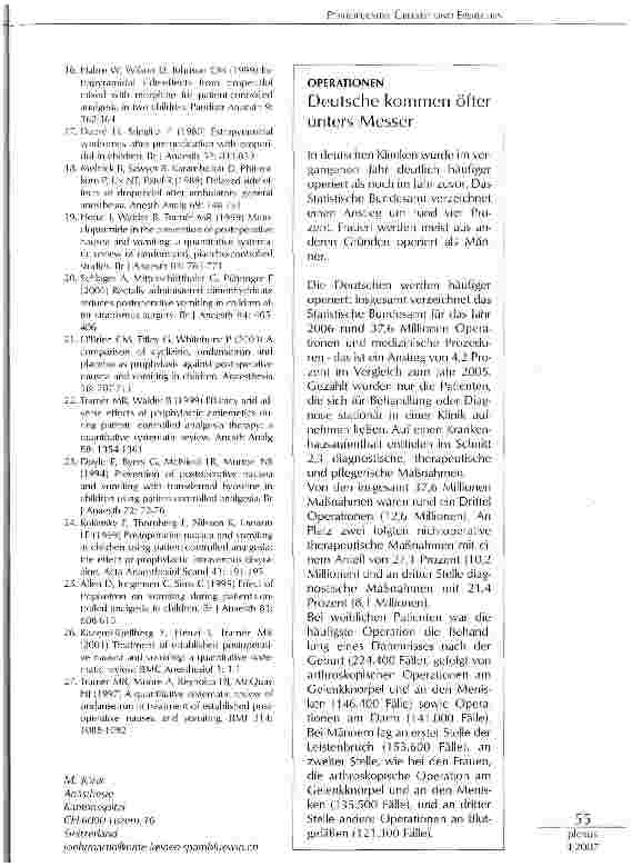 Vorschauseite 4: Postoperative Übelkeit und Erbrechen