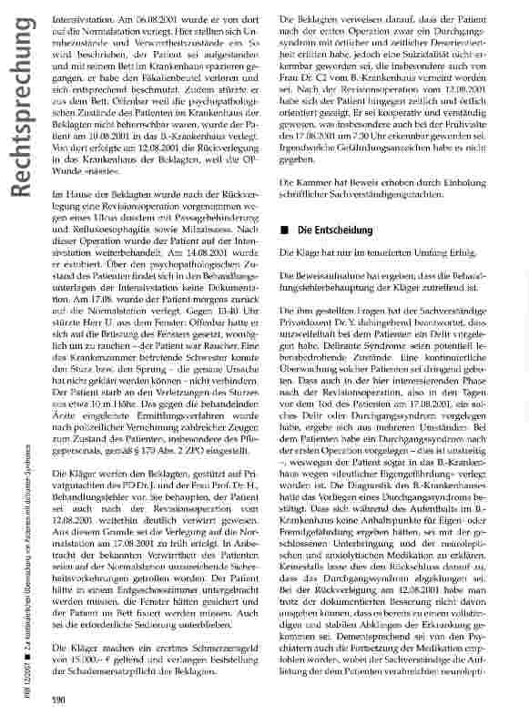 Vorschauseite 2: Zur kontinuierlichen Überwachung von Patienten mit deliranten Syndromen