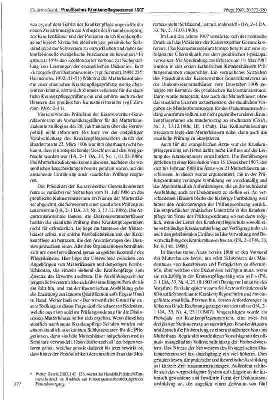 Vorschauseite 6: Die Auseinandersetzung um die Einführung des preußischen Krankenpflegeexamens von 1907 bei den katholischen Orden und der evangelischen Mutterhausdiakonie