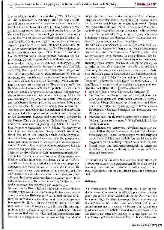 Vorschauseite 2: Erweiterung der Inanspruchnahme ambulanter und sozialer Hilfen als Wirkung eines stationären multimodalen Behandlungsprogramms für Demenzkranke und deren betreuende Angehörige