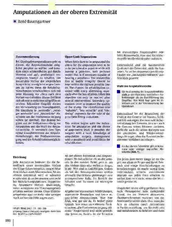 Vorschauseite 1: Amputationen an der oberen Extremität