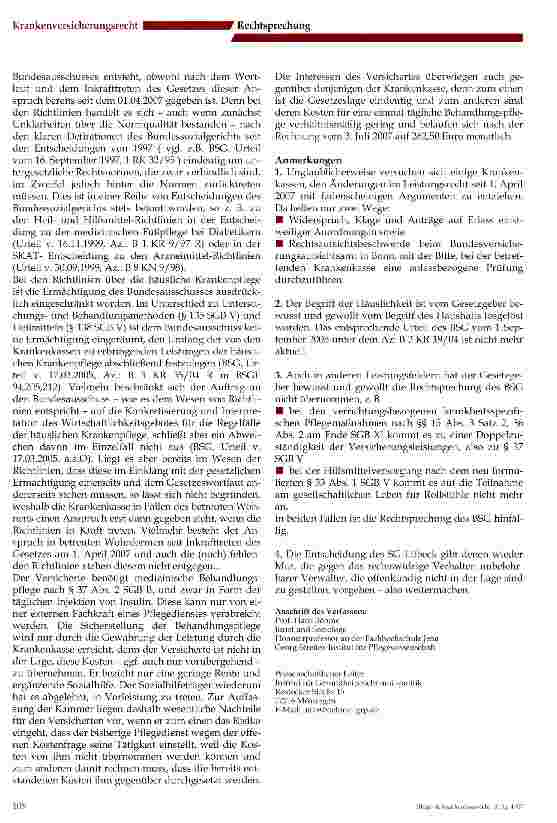 Vorschauseite 3: Zur Auslegung der Häuslichkeit in § 37 SGB V in der seit 01.04.2007 gültigen Fassung