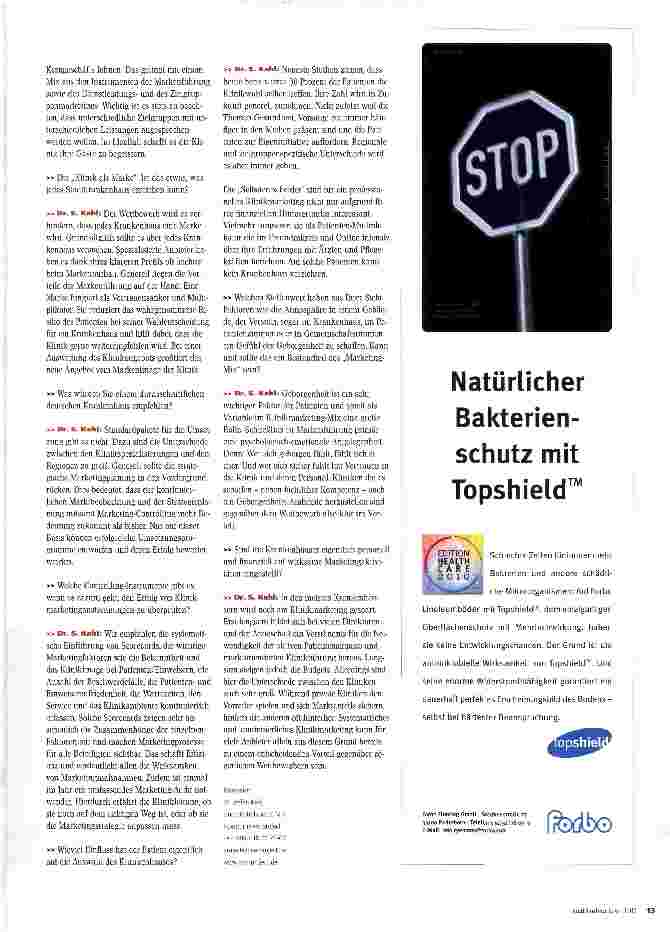 Vorschauseite 2: Strategie gewinnt Strategisches Marketing für Kliniken: Atmosphärisches und Ambiente sind ein wesentlicher Bestandteil